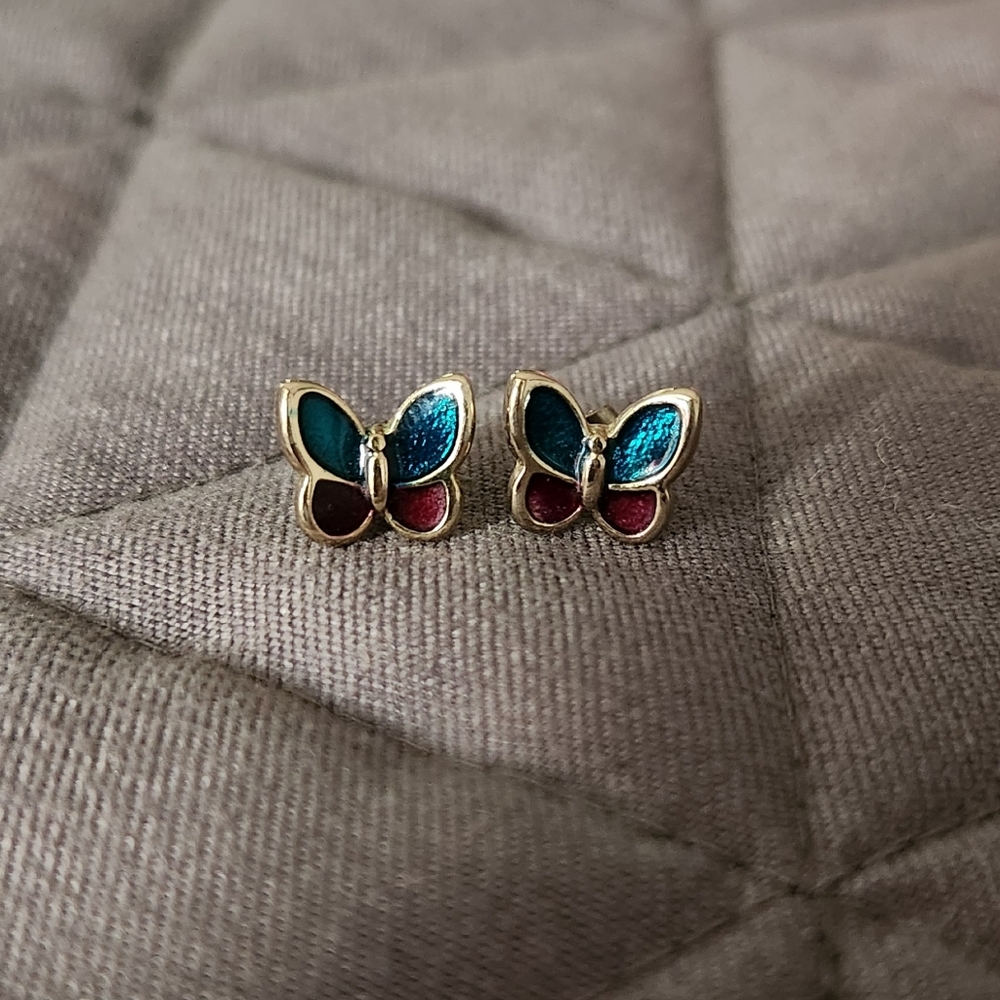 Avon Vintage 1980s Butterfly Stud Earrings